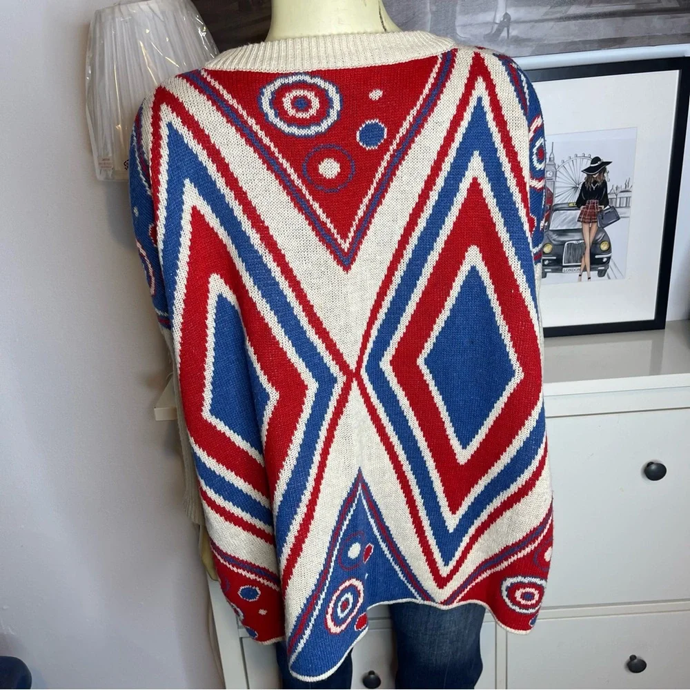 Love Spray Multicolor Oversized Knit V-neck Sweater - Picture 3 of 7